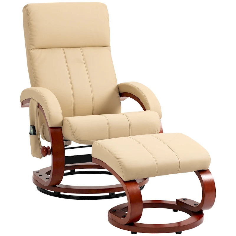 Fauteuil inclinable pivotant moderne avec fonction massage et pouf