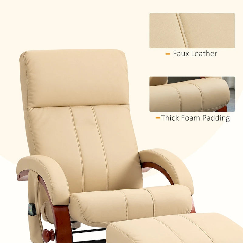 Fauteuil inclinable pivotant moderne avec fonction massage et pouf