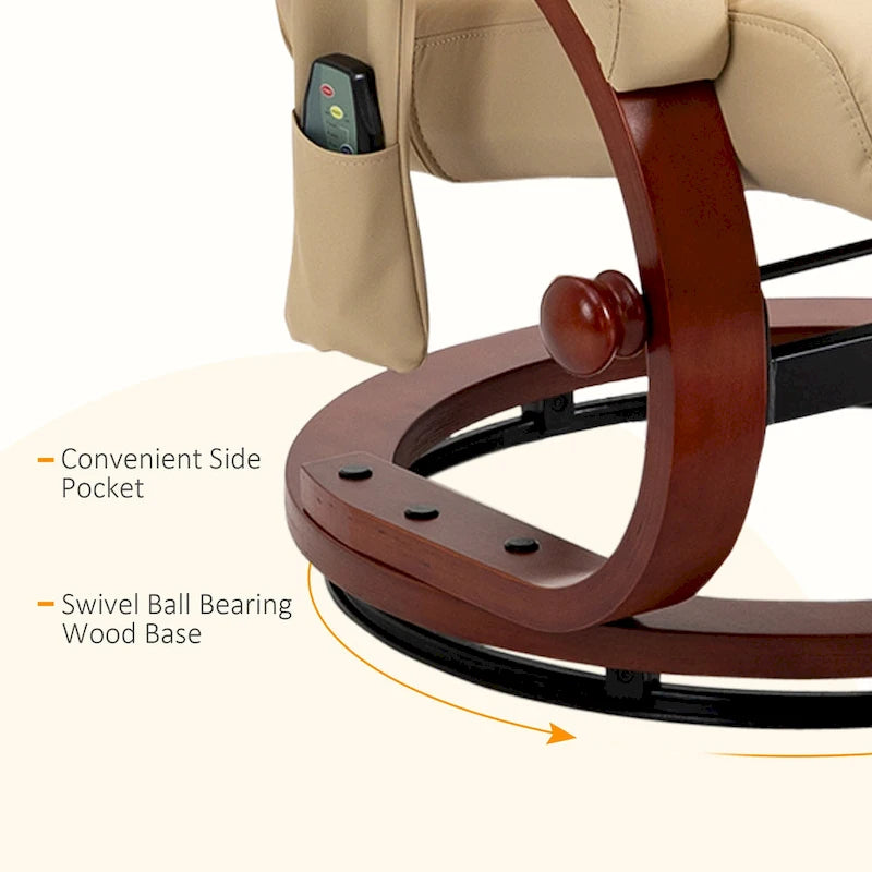 Fauteuil inclinable pivotant moderne avec fonction massage et pouf
