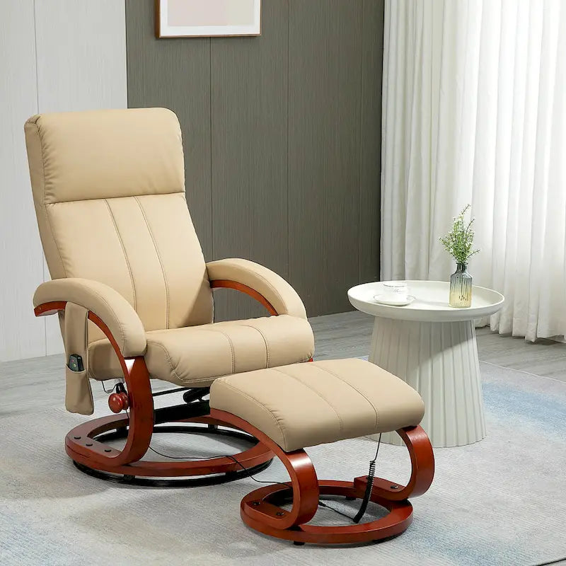 Fauteuil inclinable pivotant moderne avec fonction massage et pouf