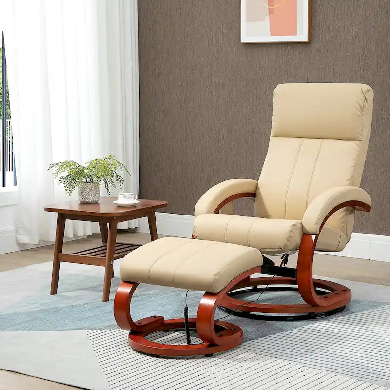Fauteuil inclinable pivotant moderne avec fonction massage et pouf