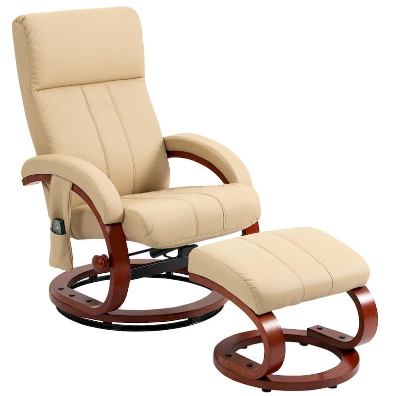 Fauteuil inclinable pivotant moderne avec fonction massage et pouf