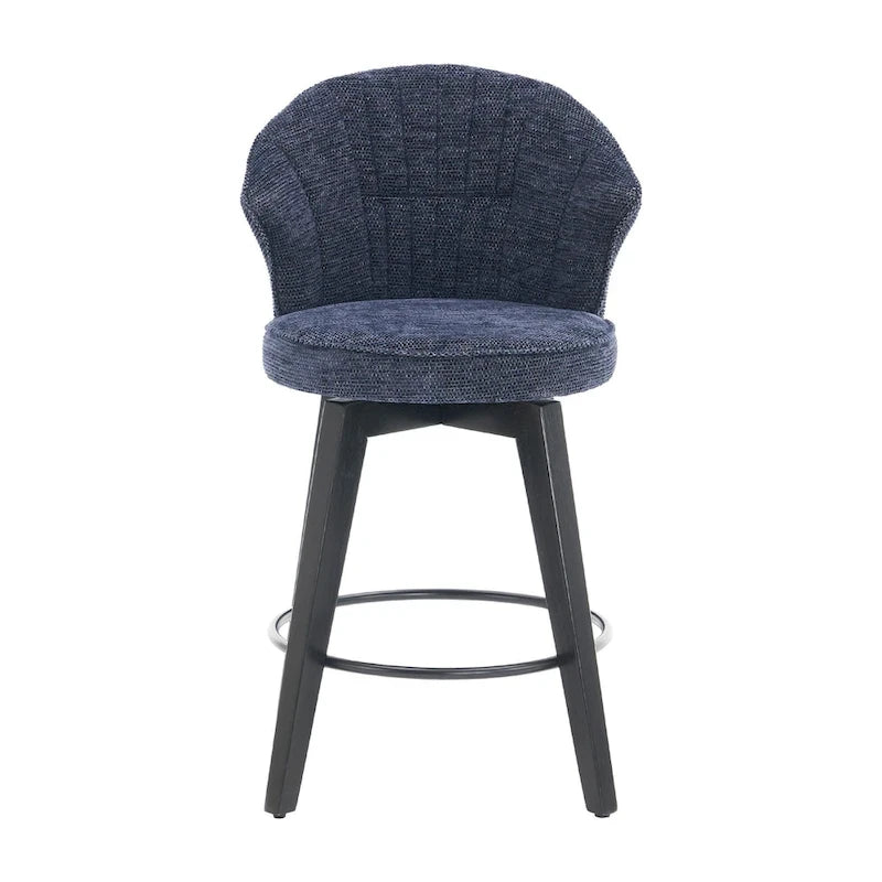 Tabouret de bar pivotant à dossier ailé avec revêtement en chenille et pieds réglables