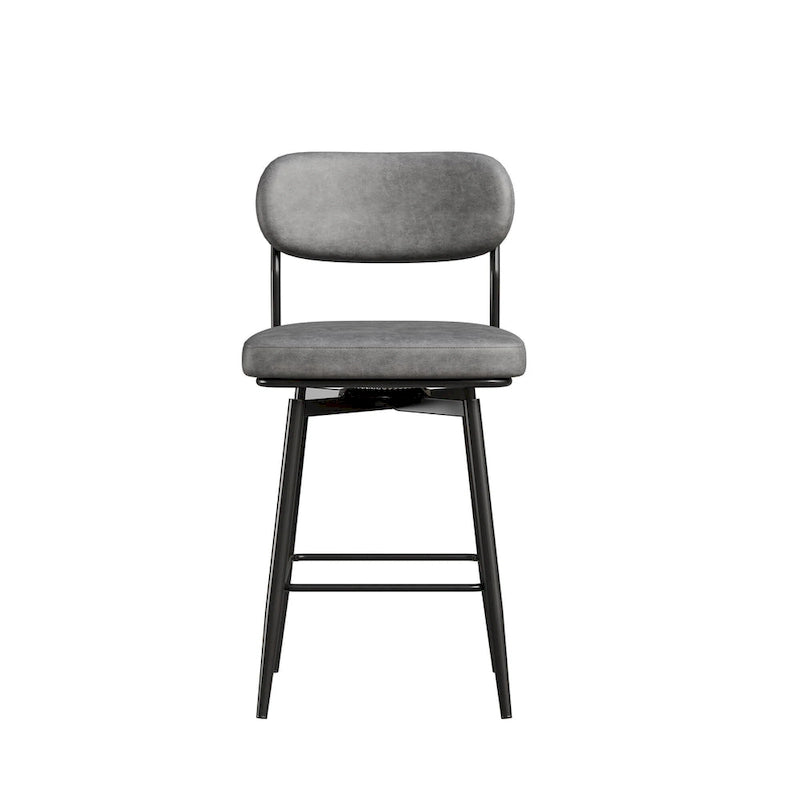 Tabouret de bar pivotant à 360°, hauteur comptoir, en cuir, avec piètement en fer forgé
