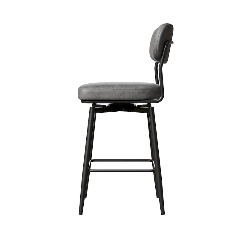 Tabouret de bar pivotant à 360°, hauteur comptoir, en cuir, avec piètement en fer forgé