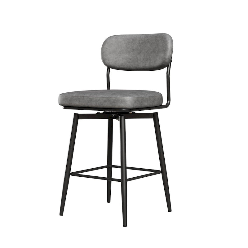 Tabouret de bar pivotant à 360°, hauteur comptoir, en cuir, avec piètement en fer forgé