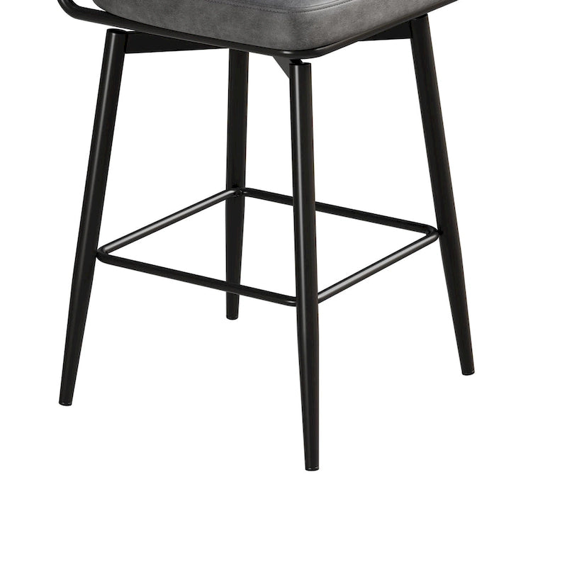 Tabouret de bar pivotant à 360°, hauteur comptoir, en cuir, avec piètement en fer forgé