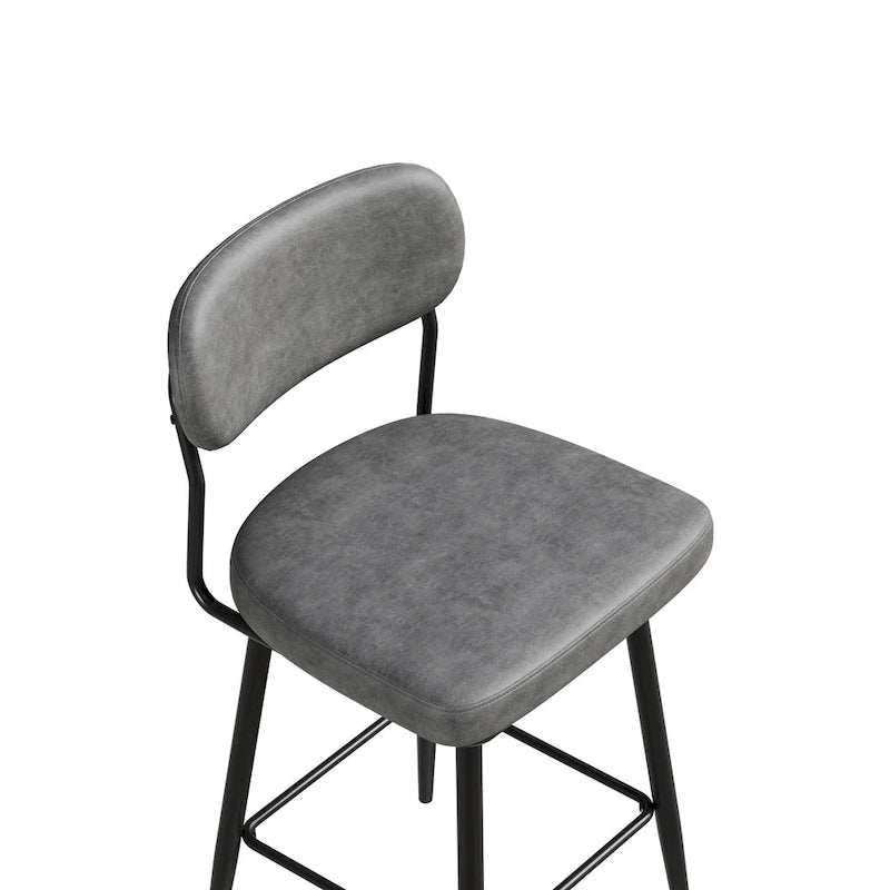 Tabouret de bar pivotant à 360°, hauteur comptoir, en cuir, avec piètement en fer forgé