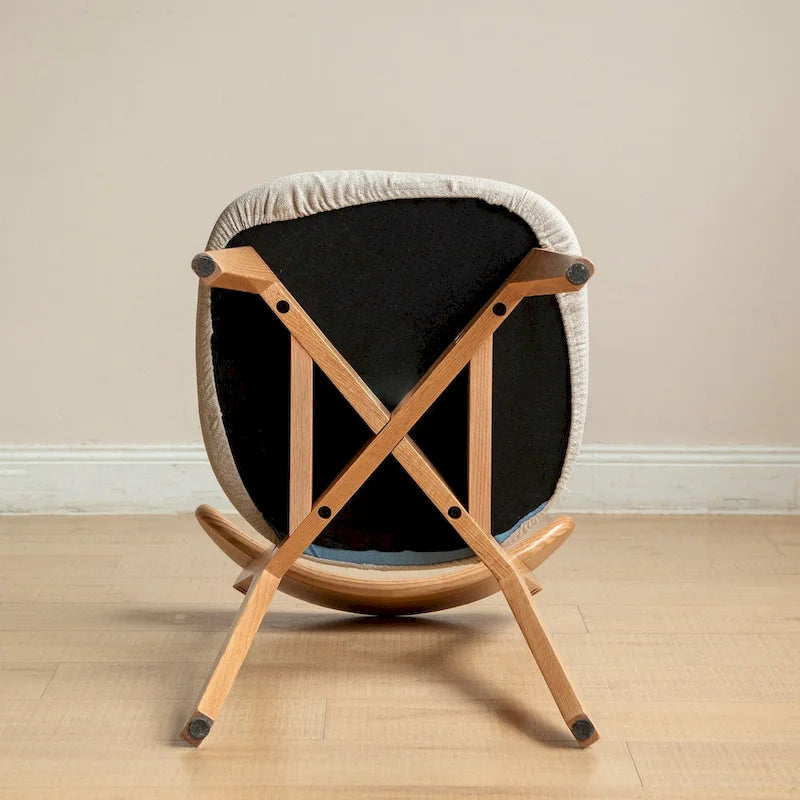 Chaise de salle à manger en bois de chêne massif avec assise rembourrée et dossier incurvé