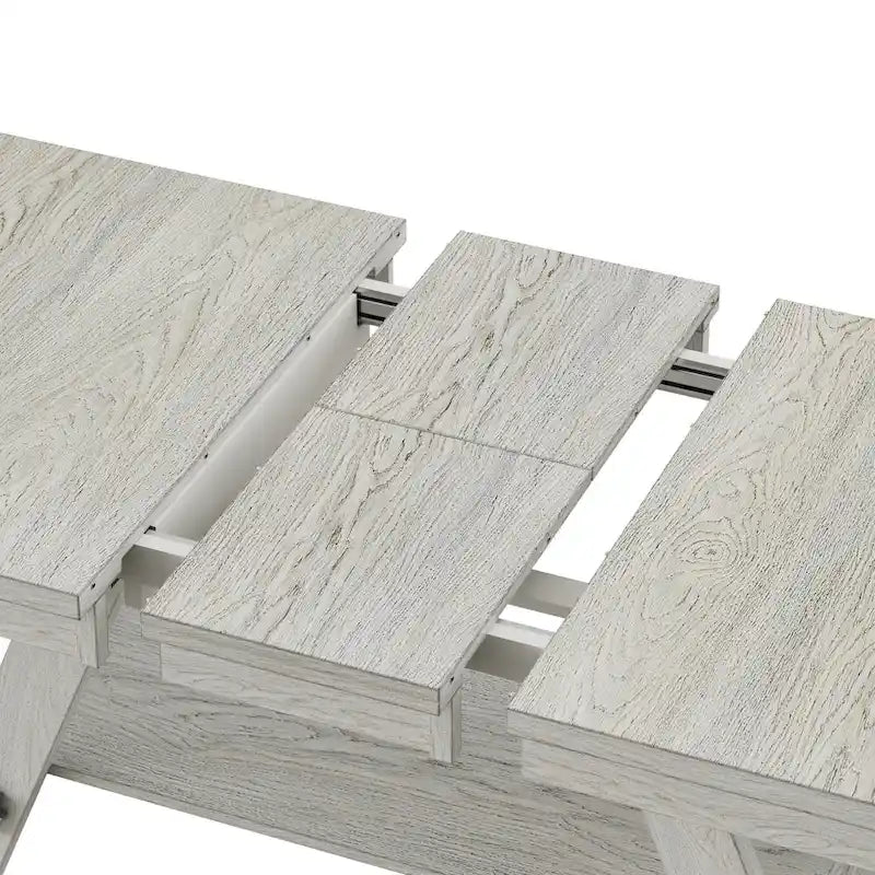 Table à manger extensible rectangulaire en bois massif avec finition grain de bois