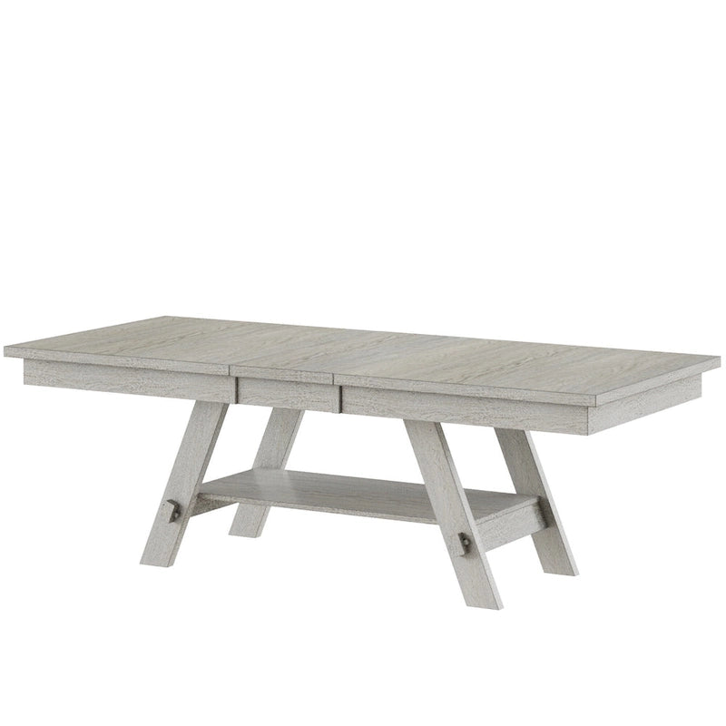 Table à manger extensible rectangulaire en bois massif avec finition grain de bois