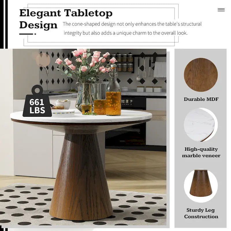 Table à manger ronde Rétro Minimaliste Élégante