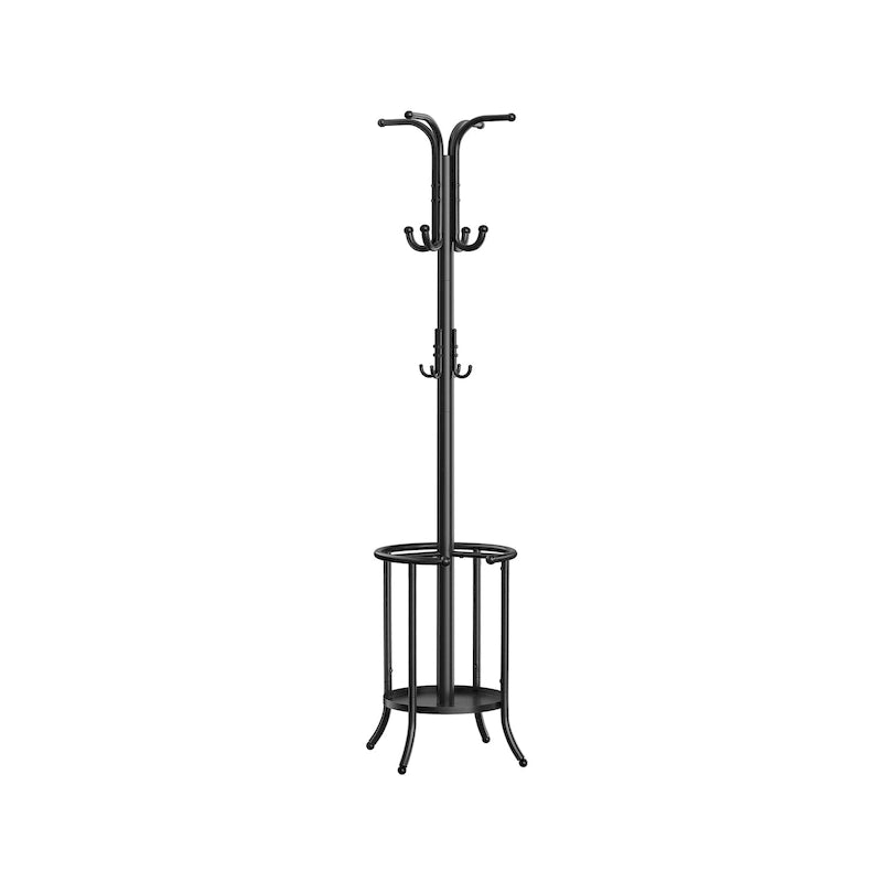 Porte-manteau sur pied moderne et haut avec structure métallique et porte-parapluies