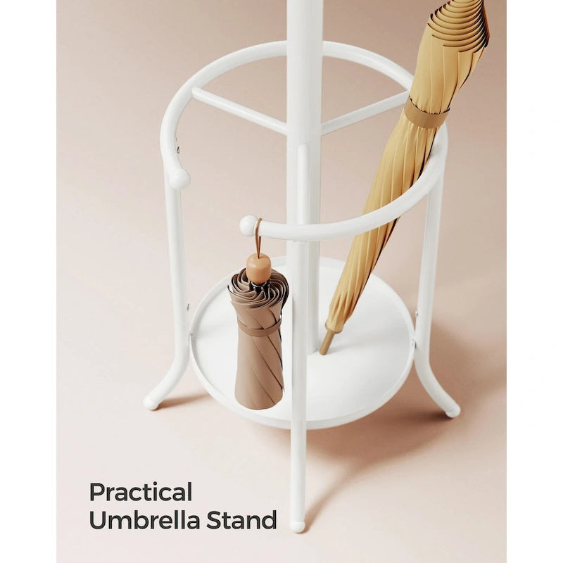 Porte-manteau sur pied moderne et haut avec structure métallique et porte-parapluies