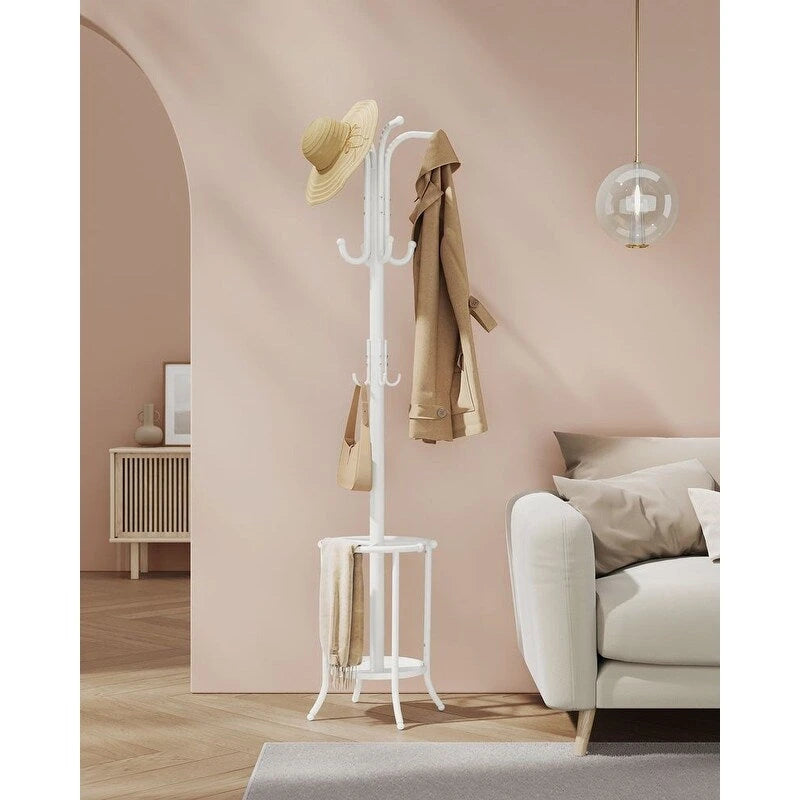 Porte-manteau sur pied moderne et haut avec structure métallique et porte-parapluies