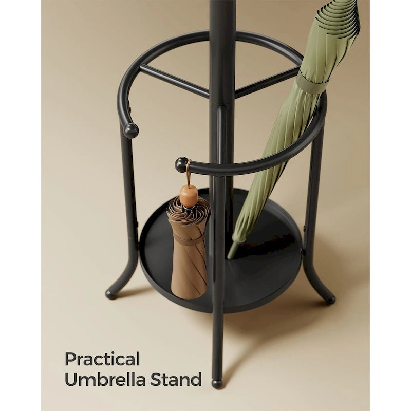 Porte-manteau sur pied moderne et haut avec structure métallique et porte-parapluies