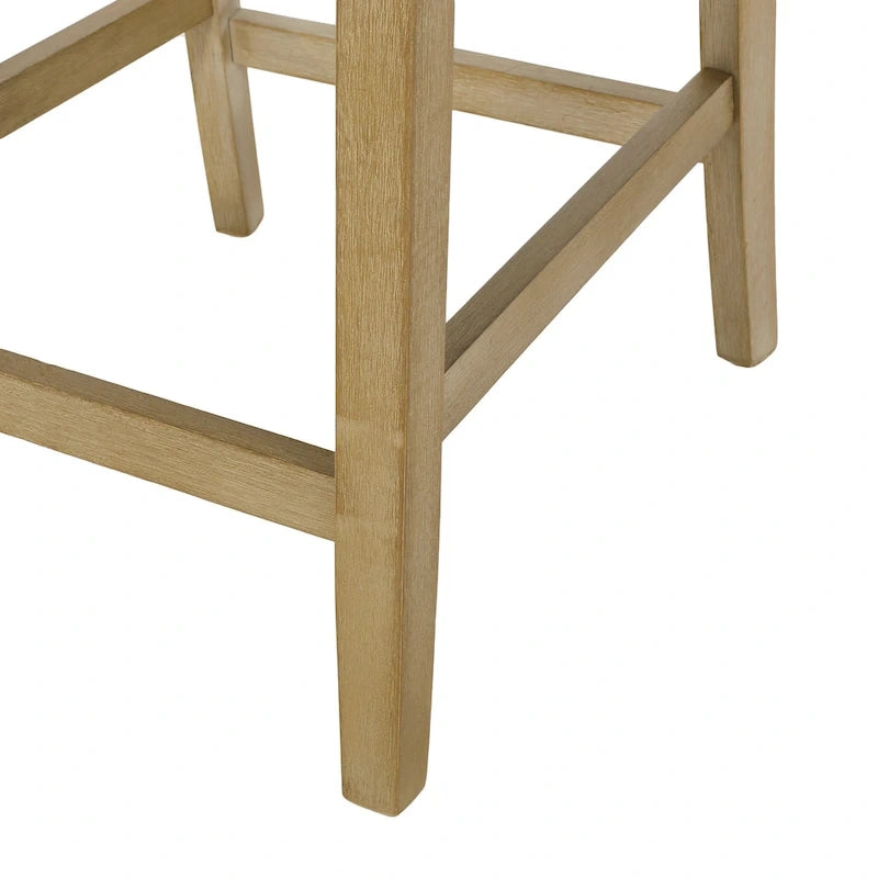 Tabouret de comptoir de 66 cm en bois d'hévéa et tissu avec dossier capitonné