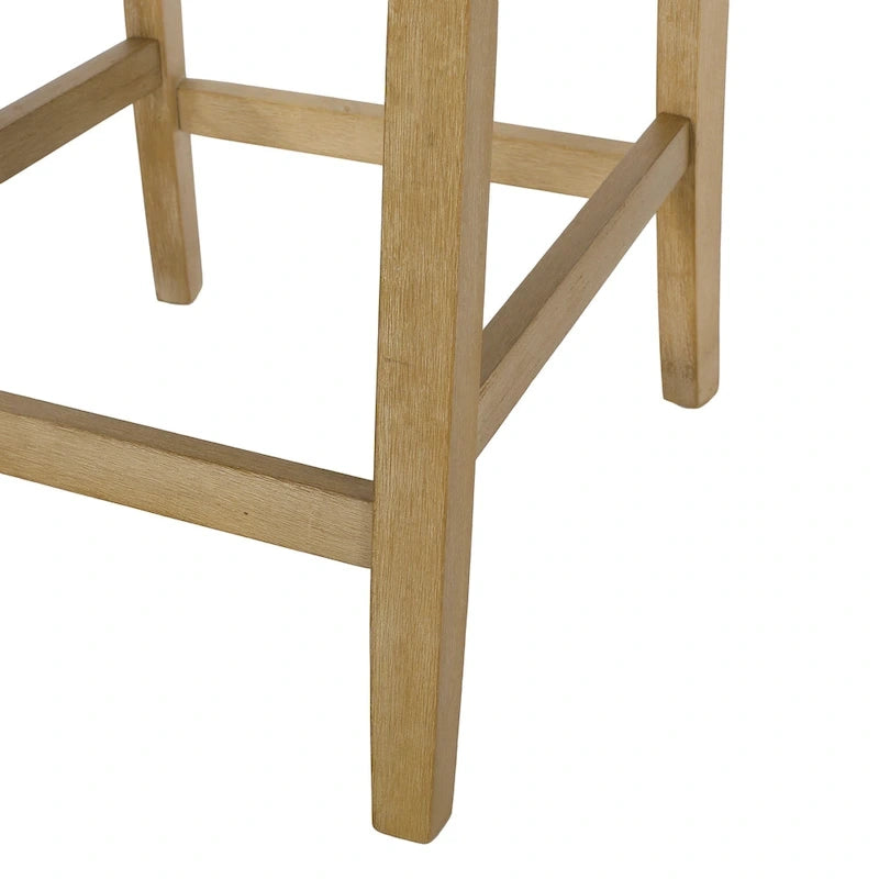 Tabouret de comptoir de 66 cm en bois d'hévéa et tissu avec dossier capitonné