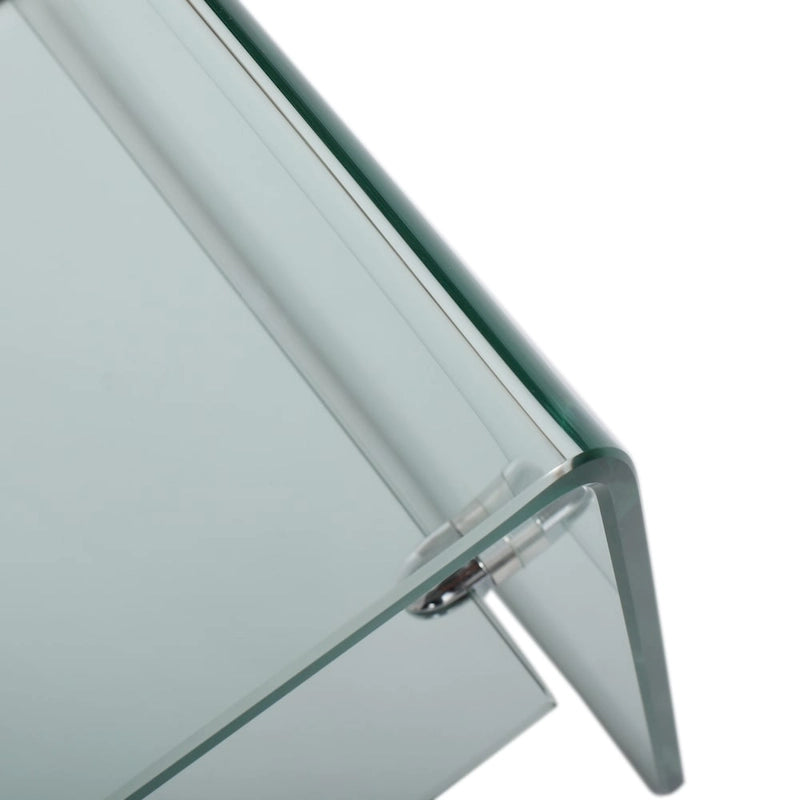 Meuble TV Console de divertissement en verre trempé avec étagère de rangement, Transparent