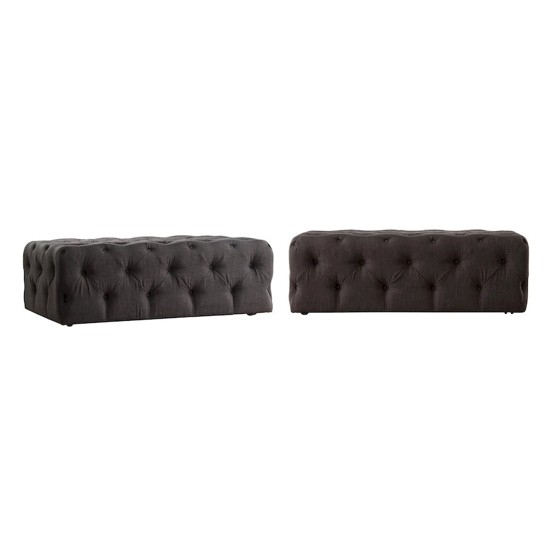 Pouf rectangulaire capitonné avec roulettes