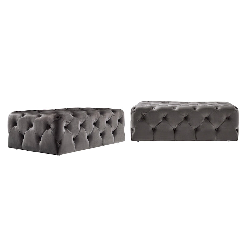 Pouf rectangulaire capitonné avec roulettes