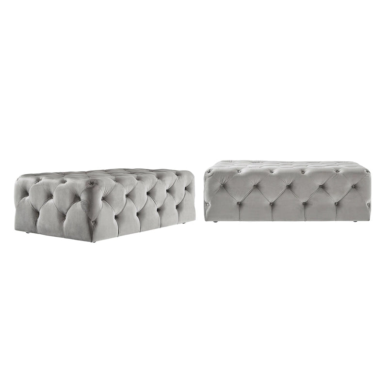 Pouf rectangulaire capitonné avec roulettes
