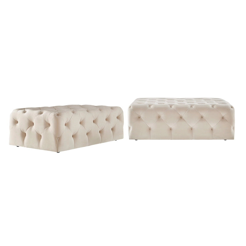 Pouf rectangulaire capitonné avec roulettes