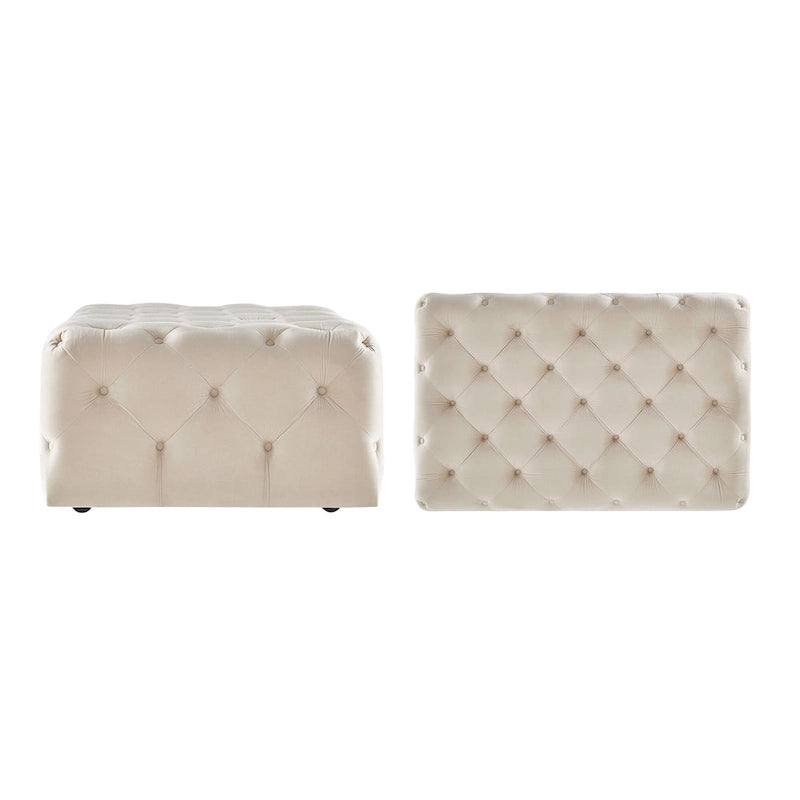 Pouf rectangulaire capitonné avec roulettes