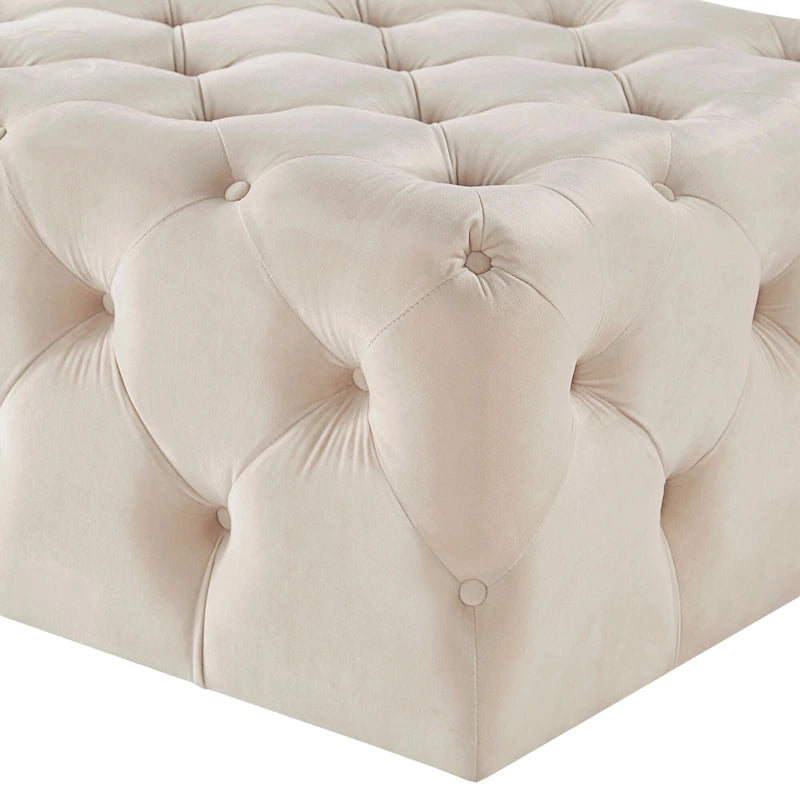 Pouf rectangulaire capitonné avec roulettes