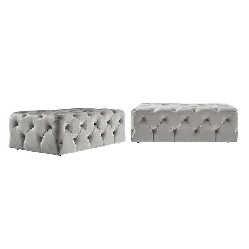 Pouf rectangulaire capitonné avec roulettes
