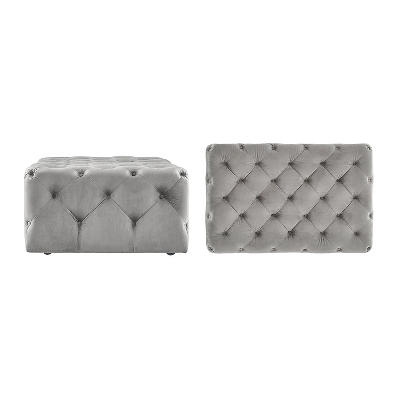 Pouf rectangulaire capitonné avec roulettes