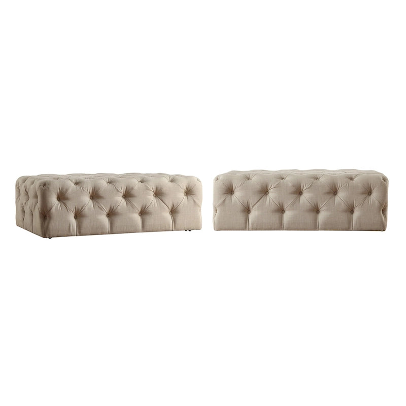 Pouf rectangulaire capitonné avec roulettes