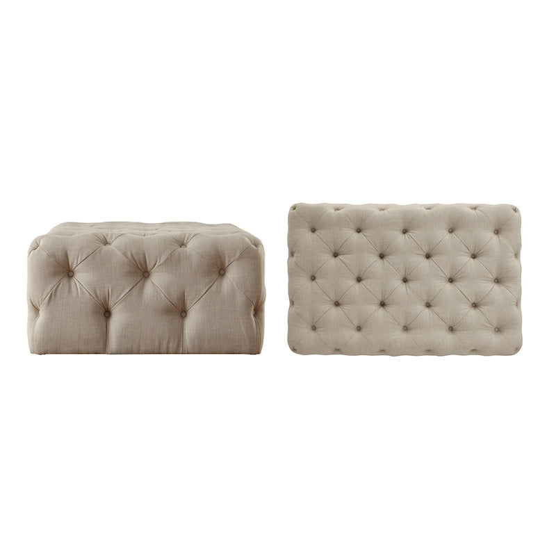 Pouf rectangulaire capitonné avec roulettes