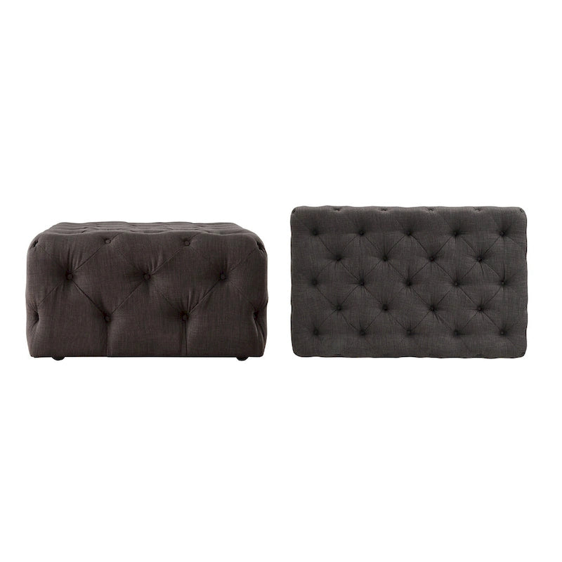 Pouf rectangulaire capitonné avec roulettes