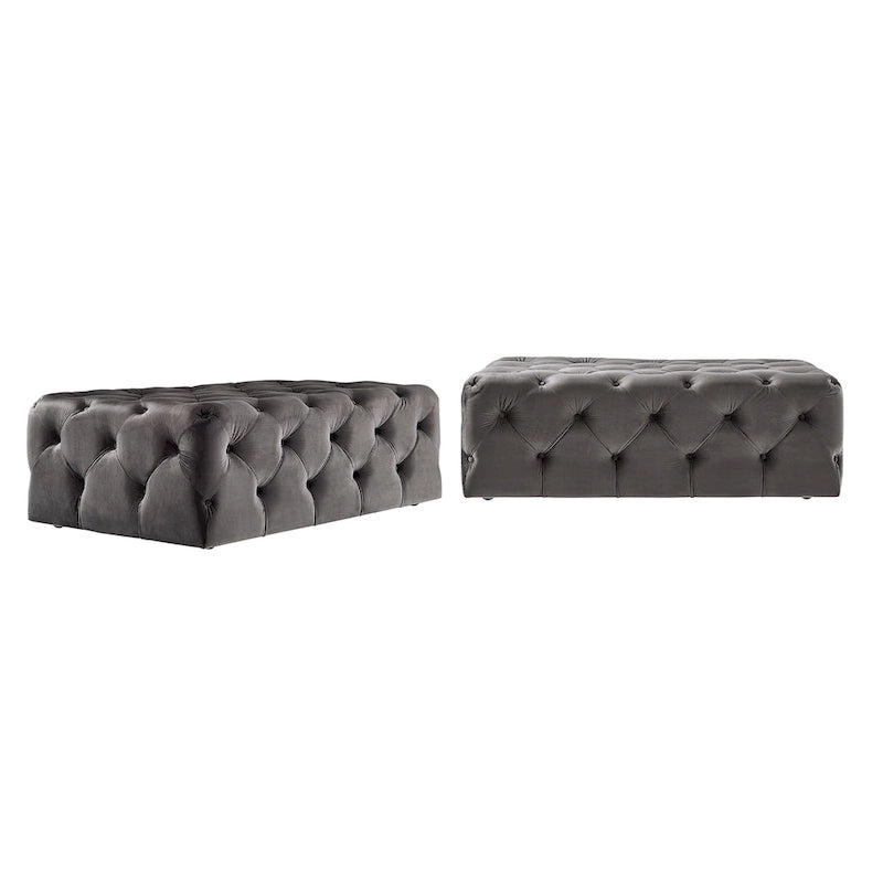 Pouf rectangulaire capitonné avec roulettes