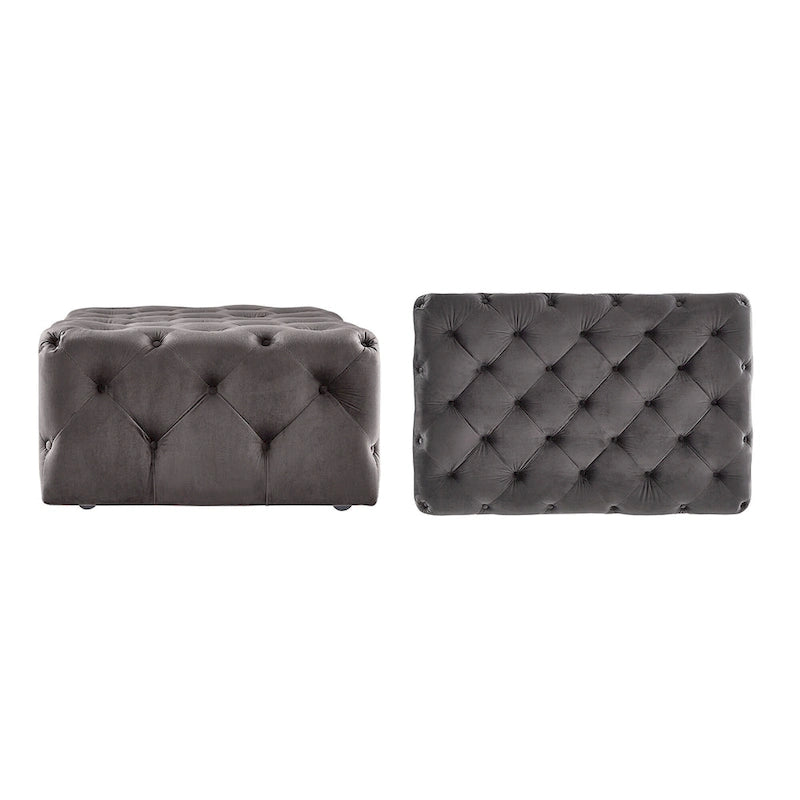 Pouf rectangulaire capitonné avec roulettes