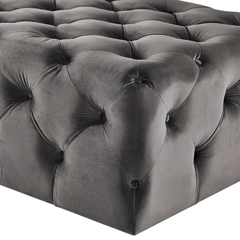 Pouf rectangulaire capitonné avec roulettes