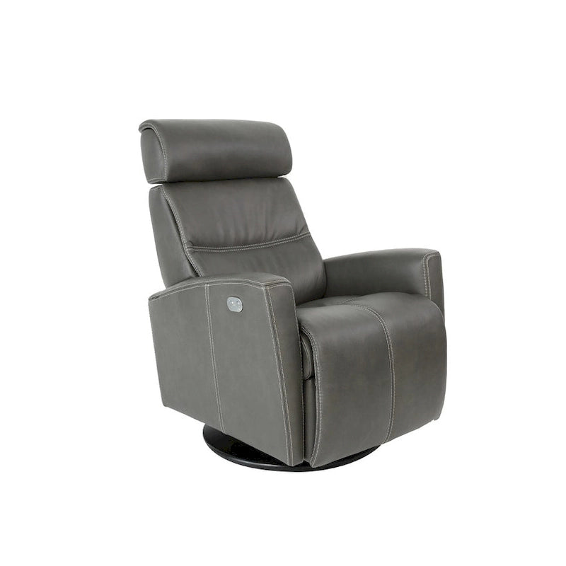 Fauteuil inclinable pivotant en cuir avec appuie-tête électrique et basculeur à glissière