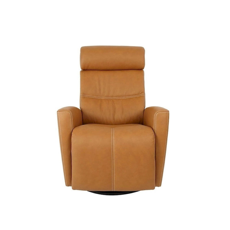 Fauteuil inclinable pivotant en cuir avec appuie-tête électrique et basculeur à glissière