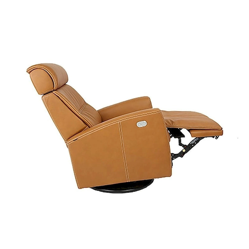 Fauteuil inclinable pivotant en cuir avec appuie-tête électrique et basculeur à glissière