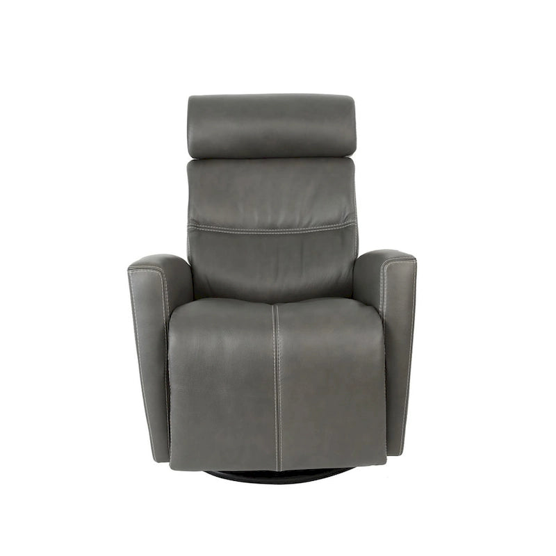 Fauteuil inclinable pivotant en cuir avec appuie-tête électrique et basculeur à glissière