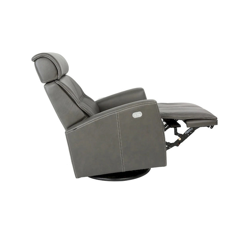 Fauteuil inclinable pivotant en cuir avec appuie-tête électrique et basculeur à glissière