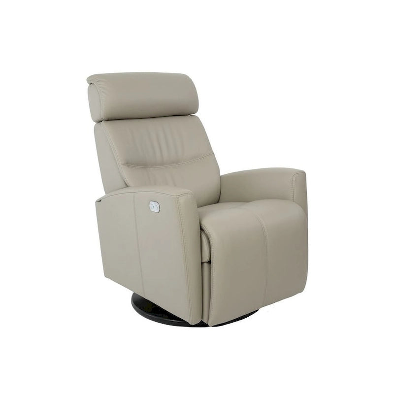Fauteuil inclinable pivotant en cuir avec appuie-tête électrique et basculeur à glissière