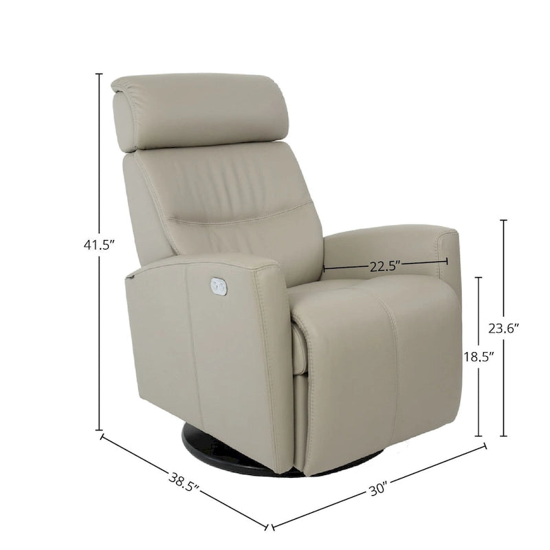 Fauteuil inclinable pivotant en cuir avec appuie-tête électrique et basculeur à glissière