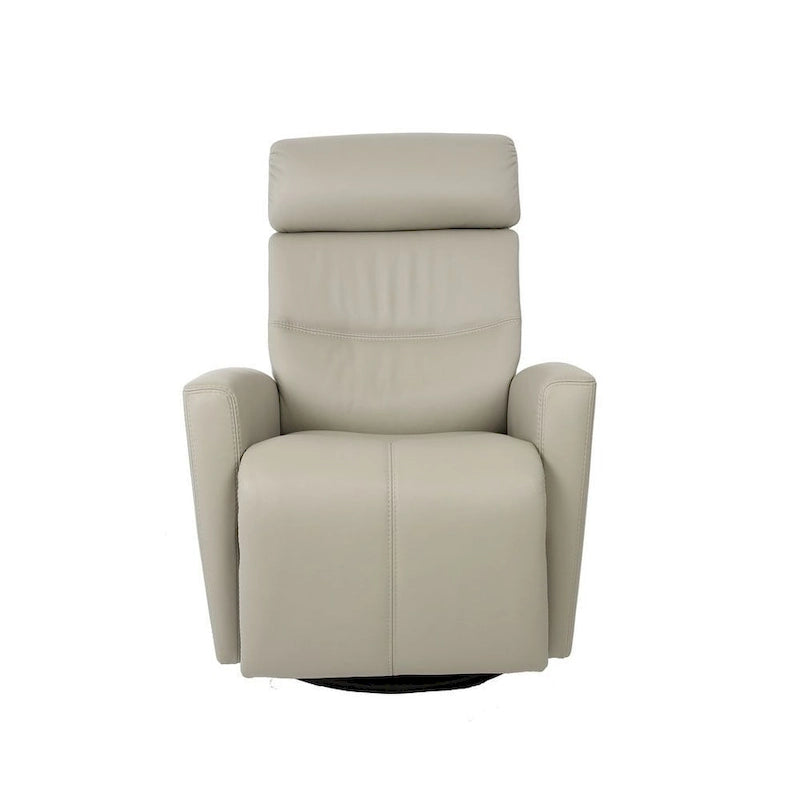 Fauteuil inclinable pivotant en cuir avec appuie-tête électrique et basculeur à glissière