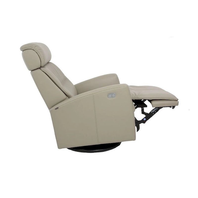 Fauteuil inclinable pivotant en cuir avec appuie-tête électrique et basculeur à glissière