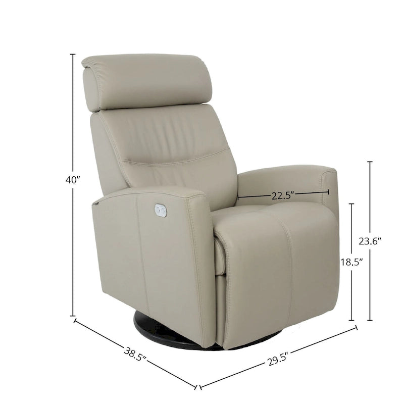 Fauteuil inclinable pivotant en cuir avec appuie-tête électrique et basculeur à glissière