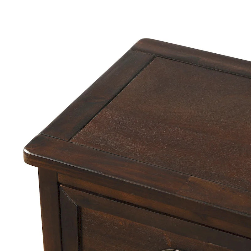 Meuble de rangement 2 tiroirs en bois avec 4 paniers en rotin, 28 po