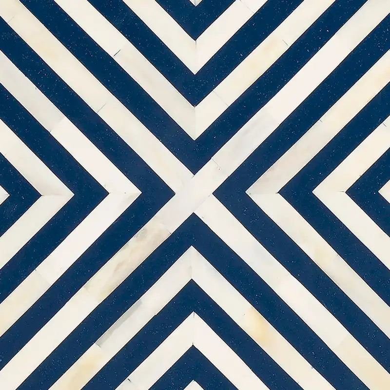 Table d'appoint géométrique en marqueterie d'os fabriquée à la main