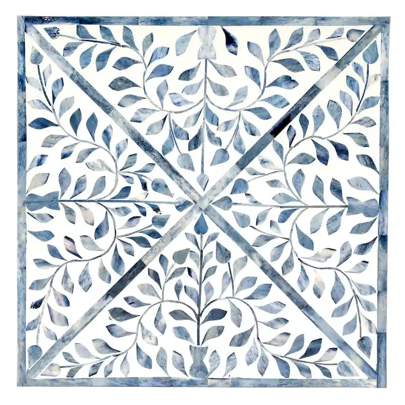 Table d'appoint géométrique en marqueterie d'os fabriquée à la main